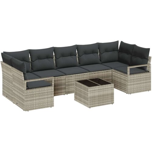  Set vrtne sofe od 8 dijelova s jastučićima svjetlosiva poli ratan  dvosed vrtne sofe s jastučićima siva poli ratan Cijene