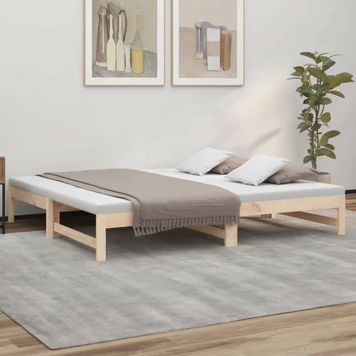  Izvlečna dnevna postelja 2x(90x190) cm trdna borovina, (20724528)