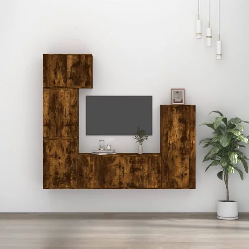 vidaXL 5-dijelni set TV ormarića boja dimljenog hrasta drveni