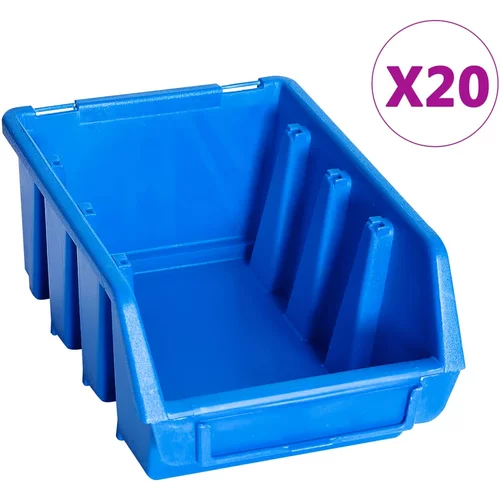 vidaXL Zabojčki za shranjevanje 20 kosov modra plastika