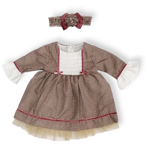  Haljina za bebe sa trakom Mio 5290, Braon-bela Cene