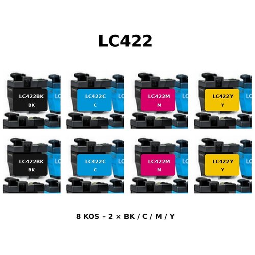 Dvojni komplet kompatibilnih kartu&amp;scaron; za Brother LC422 za MFC-J5340DW, MFC-J5345DW, MFC-J5740DW, MFC-J6540DW, MFC-J6940DW &amp;ndash; 2&amp;times;BK/C/M/Y, 8 kos Slike