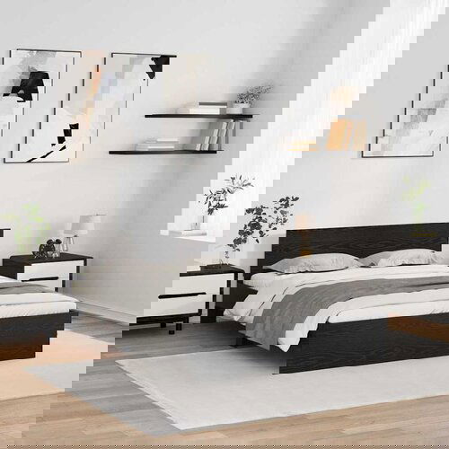 vidaXL Krevetna konstrukcija Crni hrast 160 x 200 cm Konstruirano drvo Cijene