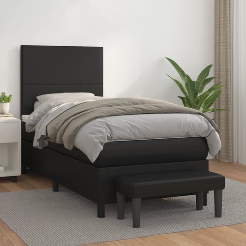 The Living Store Box spring postelja z vzmetnico črna 90x190 cm umetno usnje - Box Spring Postelja, (21518657) Cene