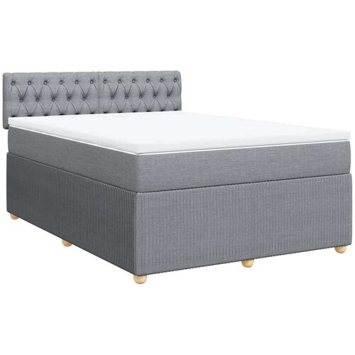 VidaXL Krevet s oprugama i madracem svjetlosivi 140x190 cm od tkanine Slike