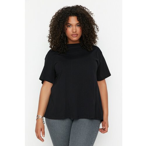 Trendyol Curve Black Back Detailed Knitted T-Shirt Cene