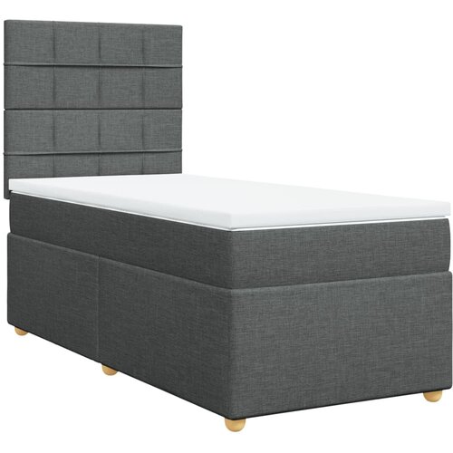 Krevet s oprugama i madracem tamnosivi 90x200 cm od tkanine Slike