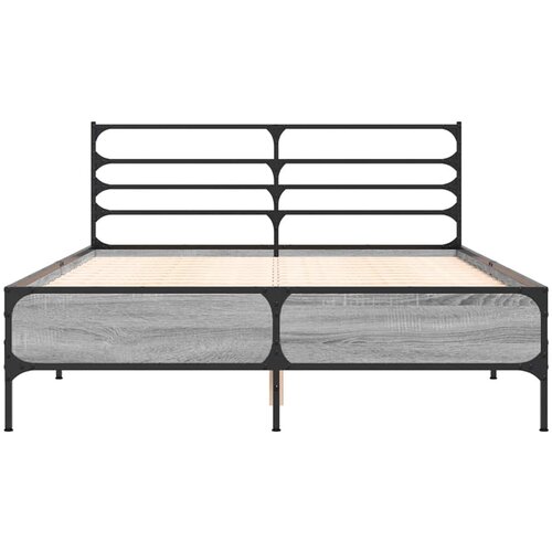  Okvir kreveta boja hrasta 120x200 cm konstruirano drvo i metal Siva 120 x 200 cm Slike