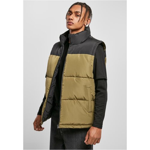 Urban Classics Plus Size Block Puffer Vest Black/Tiniolive Cene