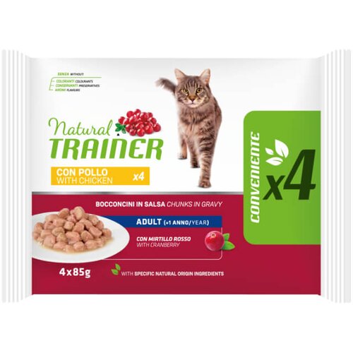 Natural trainer Cat Multipack Adult, vrečka - pi&scaron;čanec - 4 x 85 g Cene