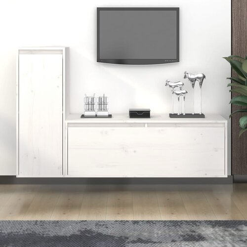The Living Store TV omarica 2 kosa bela trdna borovina - TV Omarica, (21375367) Cene