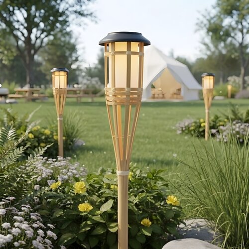  LED solarna lampa BAMBOO LED/1,2V 150 mAh 1800K 56 cm IP44 bež Slike