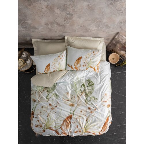 Lessentiel Maison luster - beige beigewhitegreen satin double quilt cover set Cene