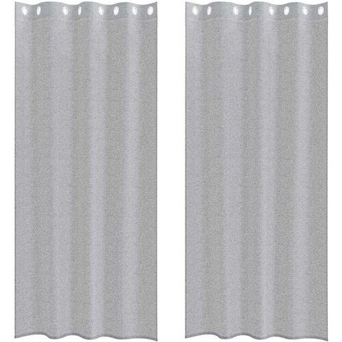 Voile zavjesa 2 pcs Tamno siva 260 x 140 cm Poliester Slike