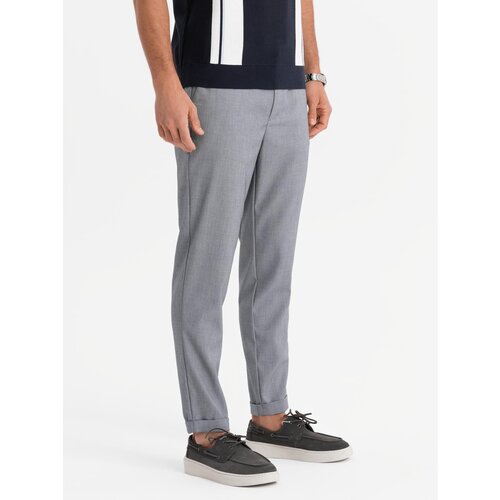 Ombre Men's REGULAR FIT chino pants with elastic waistband - gray Cene