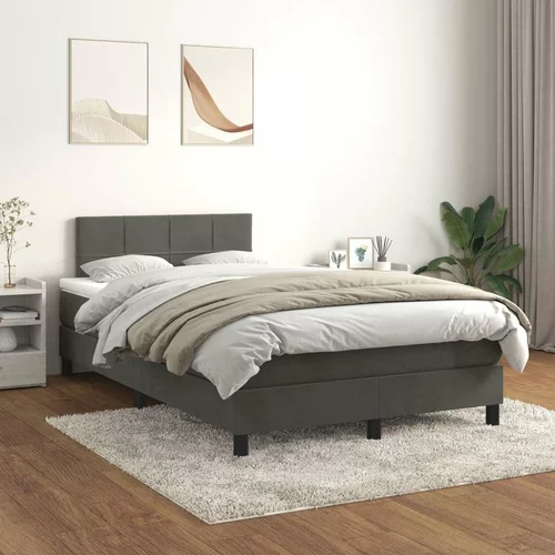 Box spring postelja z vzmetnico temno siva 120x200 cm žamet, (20790338)