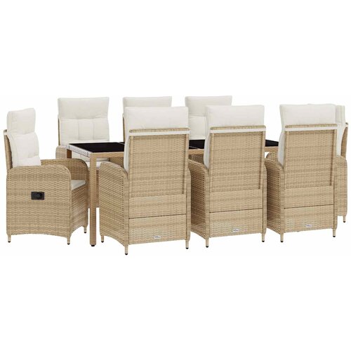 vidaXL Zunanja jedilnica z blazino 9 pcs Bež in smetanasto bela, (5000269289) Cene
