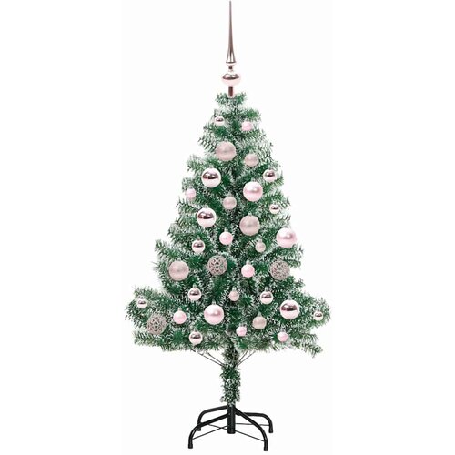 Umjetno Božićno Drvo s Snježnim Flokom i LED Svjetlom 120 cm Slike
