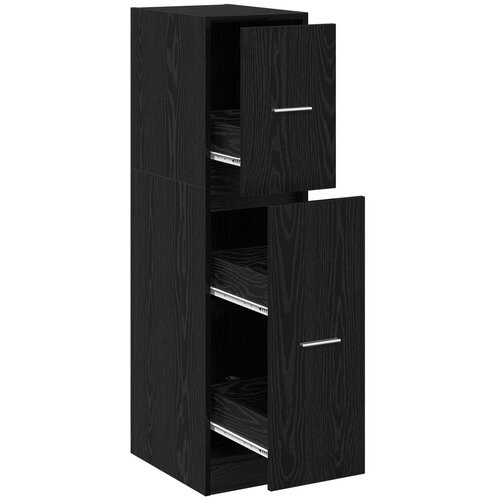 VidaXL Apotekarska omarica Črn hrast 30x41x118 cm Inženirski les Slike
