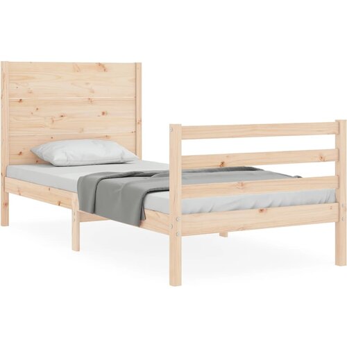 VidaXL Posteljni okvir z vzglavjem 100x200 cm trden les, (20735935) Slike