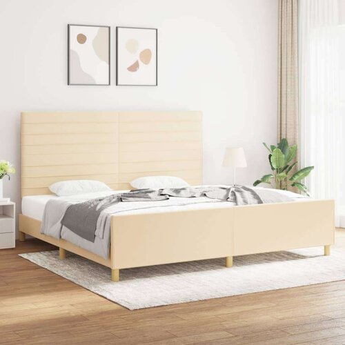  Za krevet s uzglavljem krem 180 x 200 cm od tkanine Slike