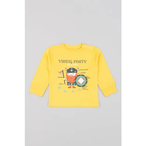 Zippy Pamučna majica dugih rukava za bebe boja: žuta, s tiskom