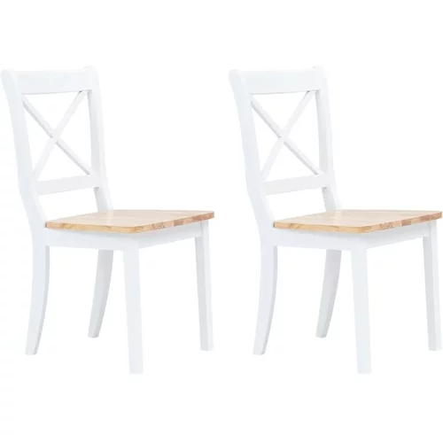  Jedilni stoli 2 kosa bel in svetel les trdni kavčukovec