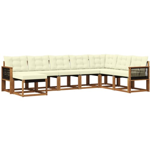 vidaXL Zunanja garnitura za sedenje z blazino 8 pcs Naravna in smetana, (5000280078) Cene