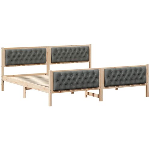 VidaXL Konstrukcija postelje z vzglavjem Temno siva 200 x 200 cm, (5000084518) Slike