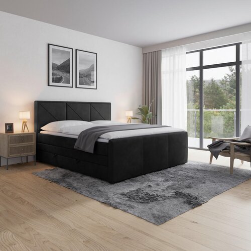Livetastic BOXSPRING POSTELJA 180 cm x 200 cm , karton, leseni material črna Slike