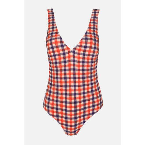 Trendyol red Textured Fabric V-Neck Swimsuit Slike
