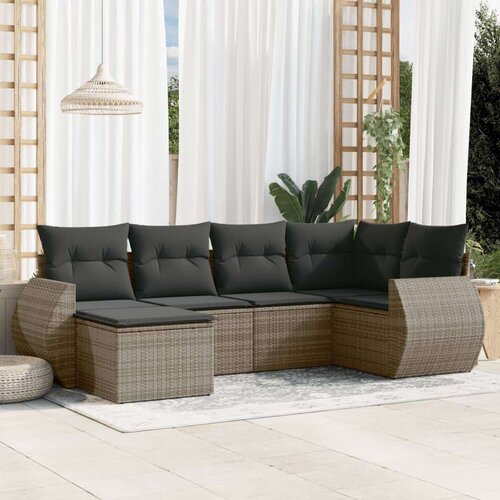 VidaXL 6-dijelni set vrtnih sofa od poliratana s jastucima sivi Slike