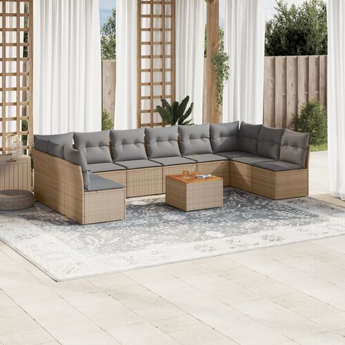 vidaXL 11-dijelni set vrtnih sofa s jastucima bež od poliratana Cijene