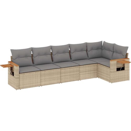 VidaXL 6-dijelni set vrtnih sofa s jastucima bež od poliratana Slike