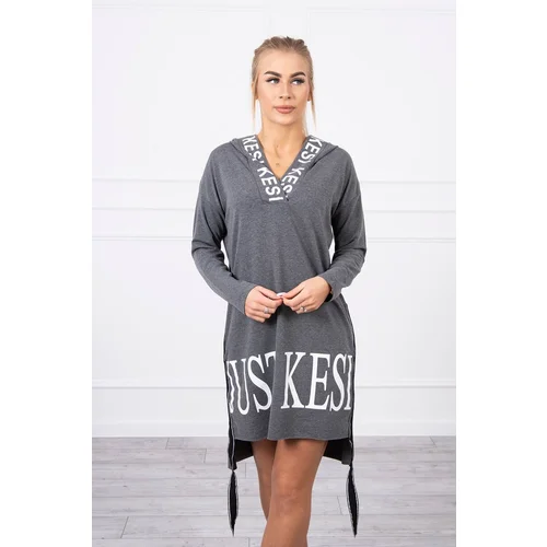 Kesi Dress with hood and graphite print