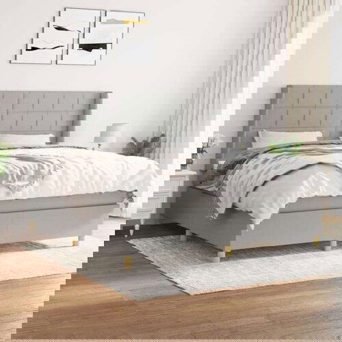  Box spring postelja z vzmetnico svetlo siva 180x200 cm blago, (20846635) Slike