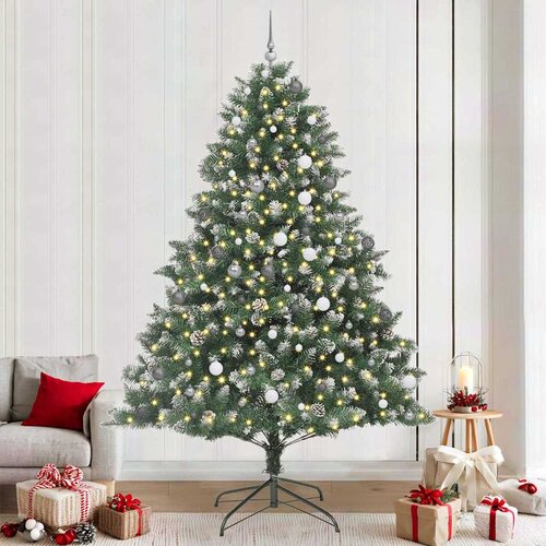 vidaXL Umjetnobožićnodrvce S LED lampica Zelena 240cm PVC Cijene