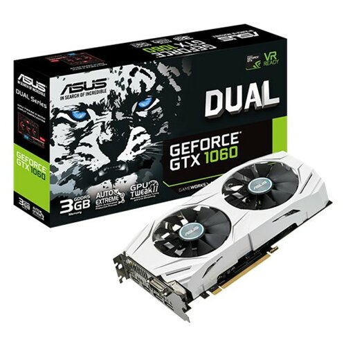 Asus DUAL-GTX1060-3G, GeForce GTX 1060, 3GB/192bit GDDR5, DVI/2xHDMI/2xDP, cooling grafička kartica Slike