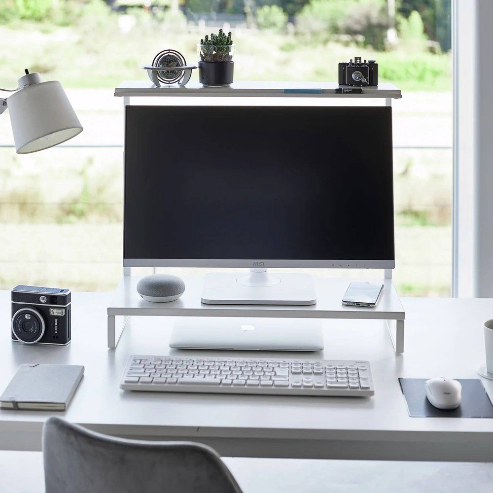 YAMAZAKI Bijelo metalno postolje za monitor Tower &amp;ndash; Slike