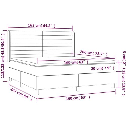  Krevet box spring s madracem LED tamnoplavi 160x200 cm bar&amp;scaron;un Slike