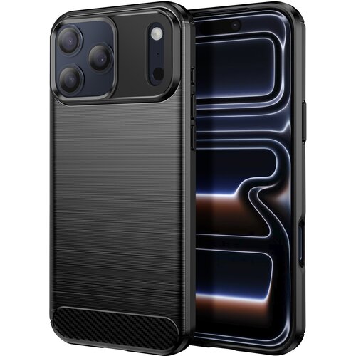 AVIZAR Ovitek za iPhone 17 Pro iz silikona z učinkom karbona in bru&scaron;eno teksturo, Črna, (5000190617) Cene
