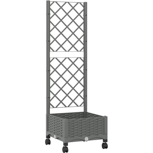  Vrtni saksija s re&amp;scaron;etkom i kotačima Svjetlosiva PP - Svjetlosiva 40 x 40 x 121 5 cm s kotačima Slike