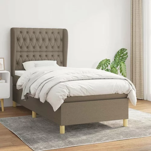  Krevet s oprugama i madracem smeđesivi 90x200 cm od tkanine