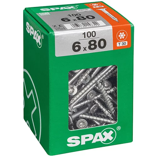 SPAX Univerzalni vijaki Spax T-star plus (Ø x D: 6 mm x 80 mm, pocinkani, 100 kosov)