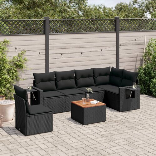 vidaXL 7-dijelni set vrtnih sofa od poliratana s jastucima crni Cijene