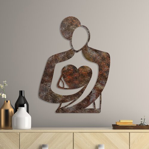 Opviq Zidna dekoracija Rusty Hug, 70x52 cm, 1,5 mm, Smeđa Cijene