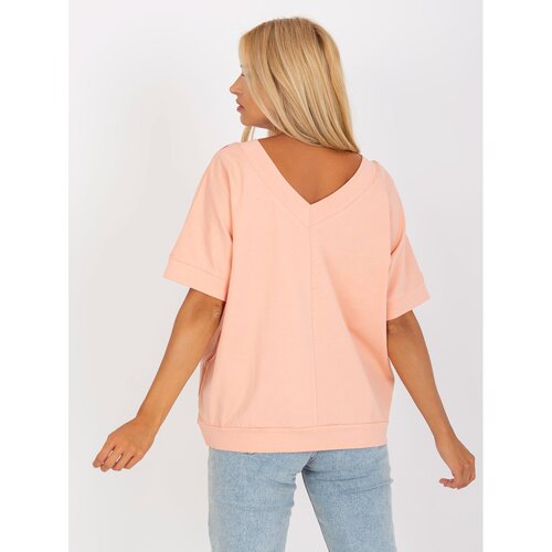 Fashion Hunters Peach-pink loose blouse with a print Slike