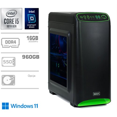 MEGA Računalnik MT 4000S i5-10400/B560/16GB/960GB-SATA/Intel 630-VGA HDMI /350W-87%/Win11Home Slike