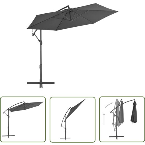  The Living Store Previsni senčnik z aluminijastim drogom 300 cm antracitne barve - Previsni Senčnik, (21742539) Slike