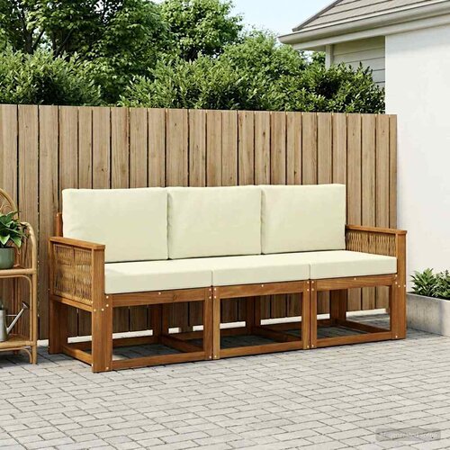  Set vanjskih sofa 3 pcs Prirodna i krem Poliester Slike
